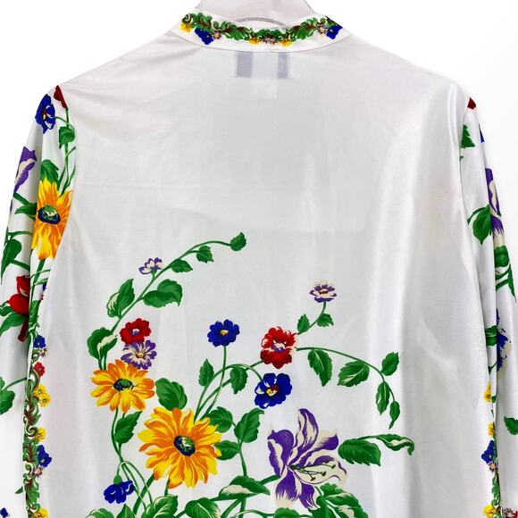 90s TOP NOTCH Vintage White Floral Shirt Jacket Blouse - Picture 9 of 10
